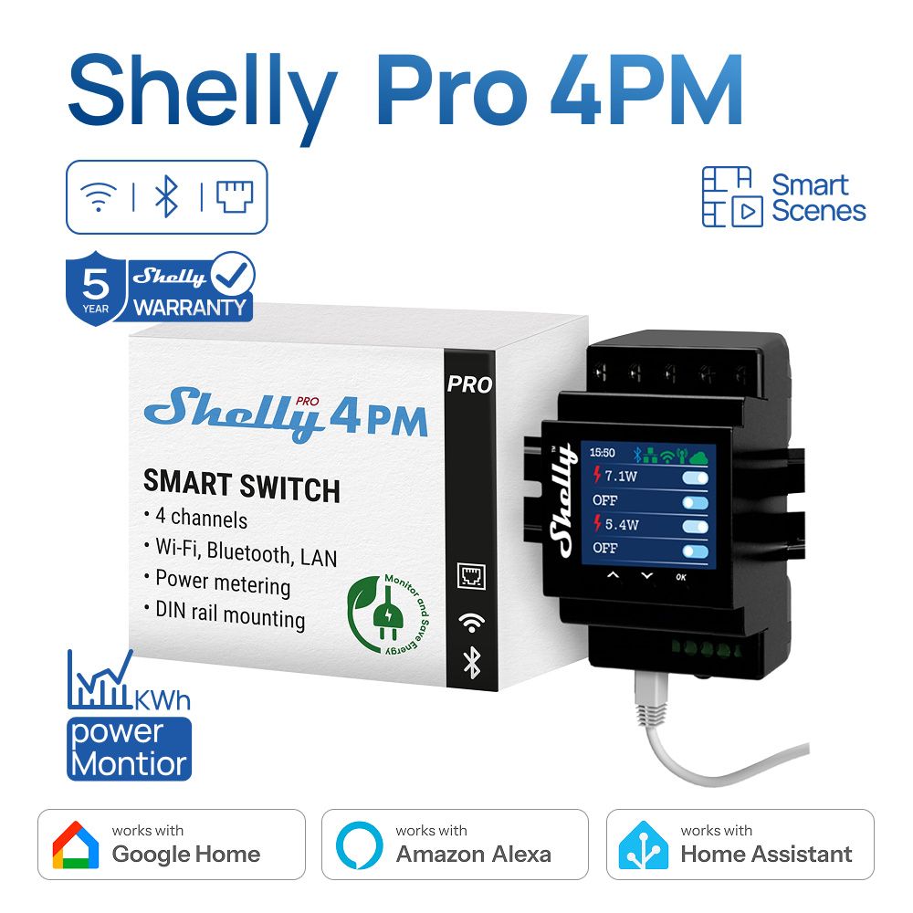 Shelly Plug - Shelly Pro 4PM Dört Kanallı Röle