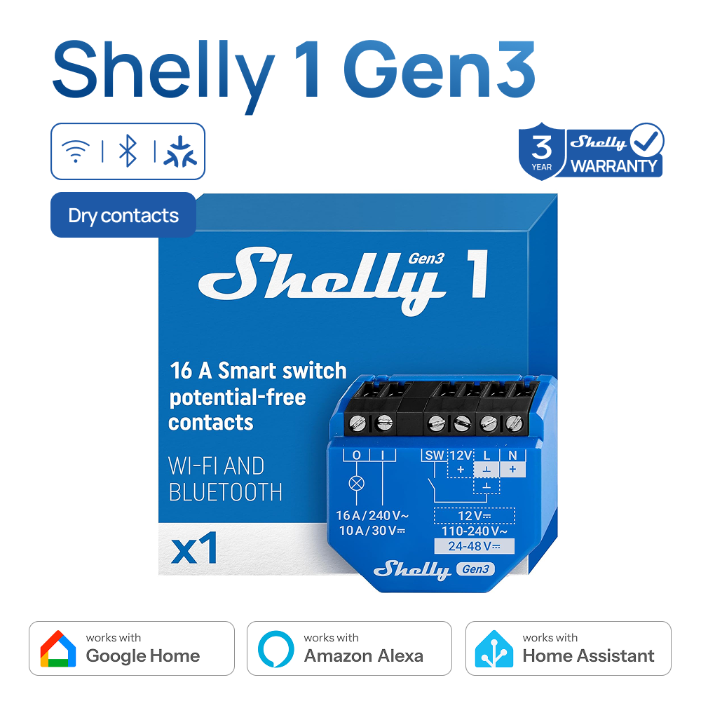 Shelly 1 Gen3 Kuru Kontaklı Ak - Shelly Plug incelemesi ve fiyatı