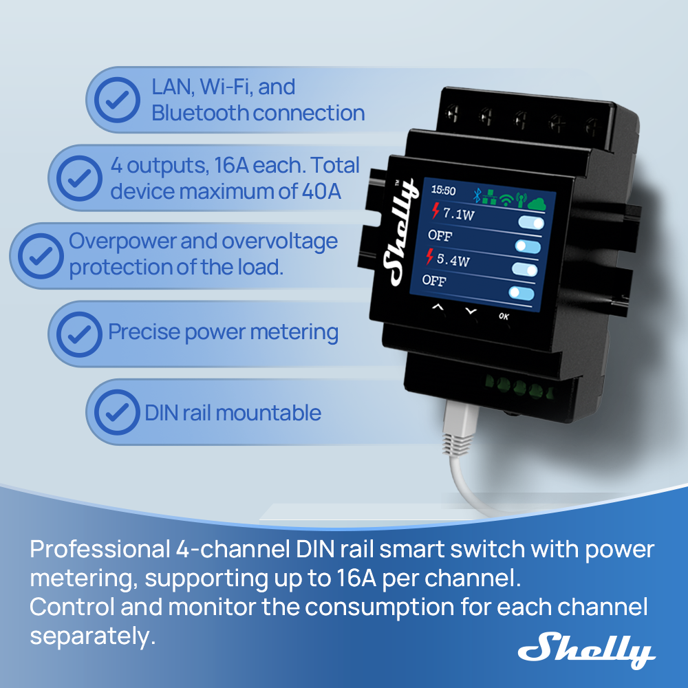 Shelly Pro 4PM Dört Kanallı Rö - Shelly Plug incelemesi ve fiyatı